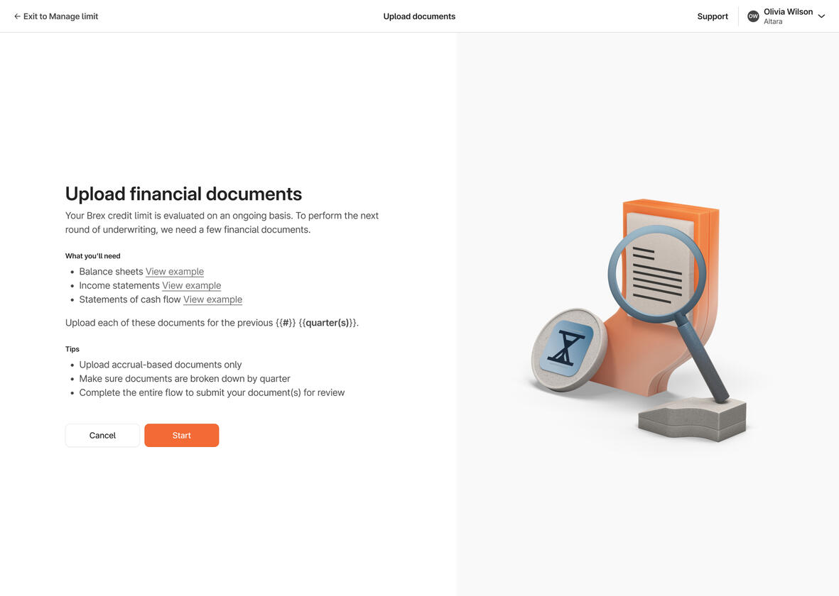 With a few backend edits, uploading documents reuses the M1 "takeover" component
