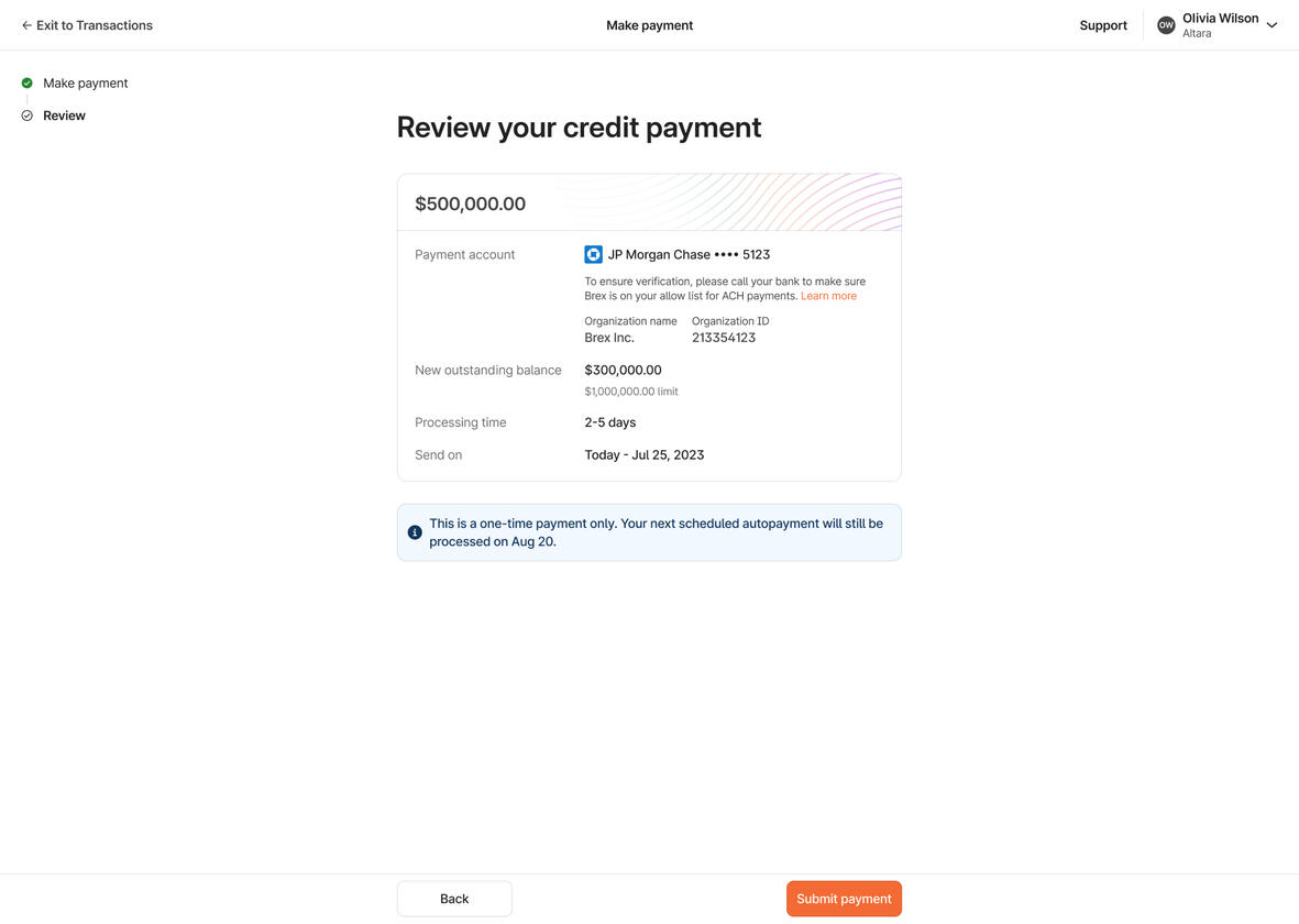 Make a credit payment 2