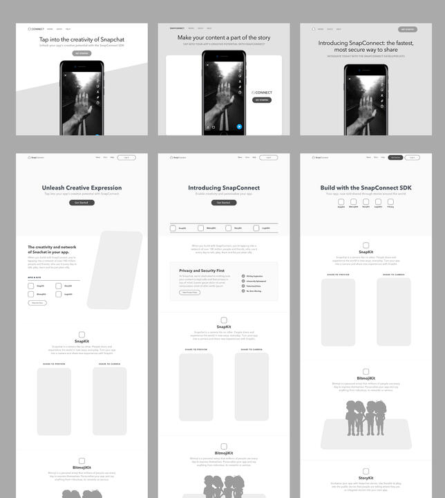 Website wireframes